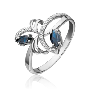 Кольцо из белого золота с сапфирами и бриллиантами 01-0190-00-105-1120-30