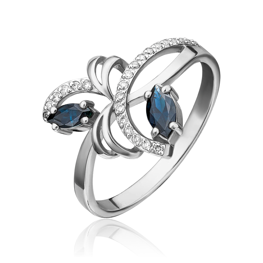 Кольцо из белого золота с сапфирами и бриллиантами 01-0190-00-105-1120-30