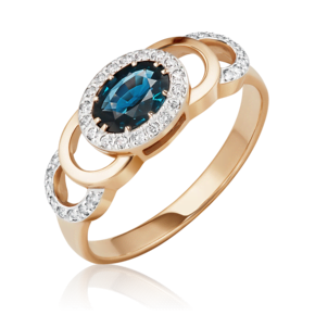 Кольцо из красного золота с сапфиром и бриллиантами 01-0196-00-105-1110-30