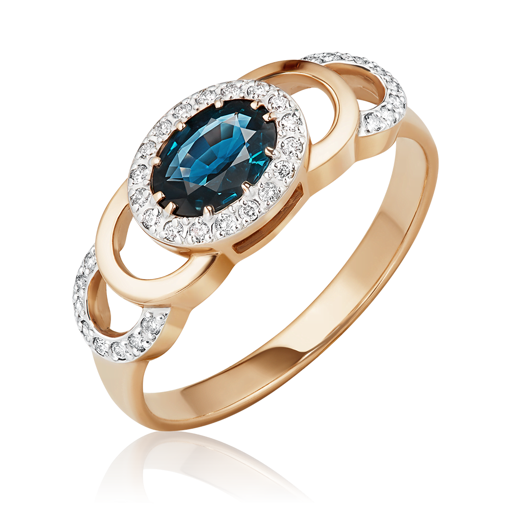 Кольцо из красного золота с сапфиром и бриллиантами 01-0196-00-105-1110-30