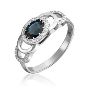 Кольцо из белого золота с сапфиром и бриллиантами 01-0197-00-105-1120-30