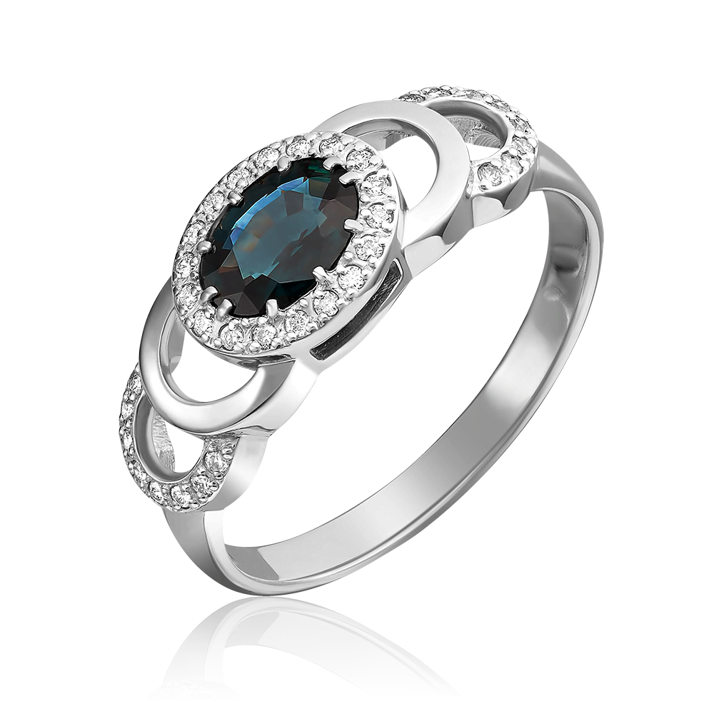 Кольцо из белого золота с сапфиром и бриллиантами 01-0197-00-105-1120-30