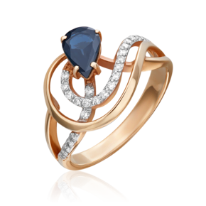 Кольцо из красного золота с сапфиром и бриллиантами 01-0214-00-105-1110-30