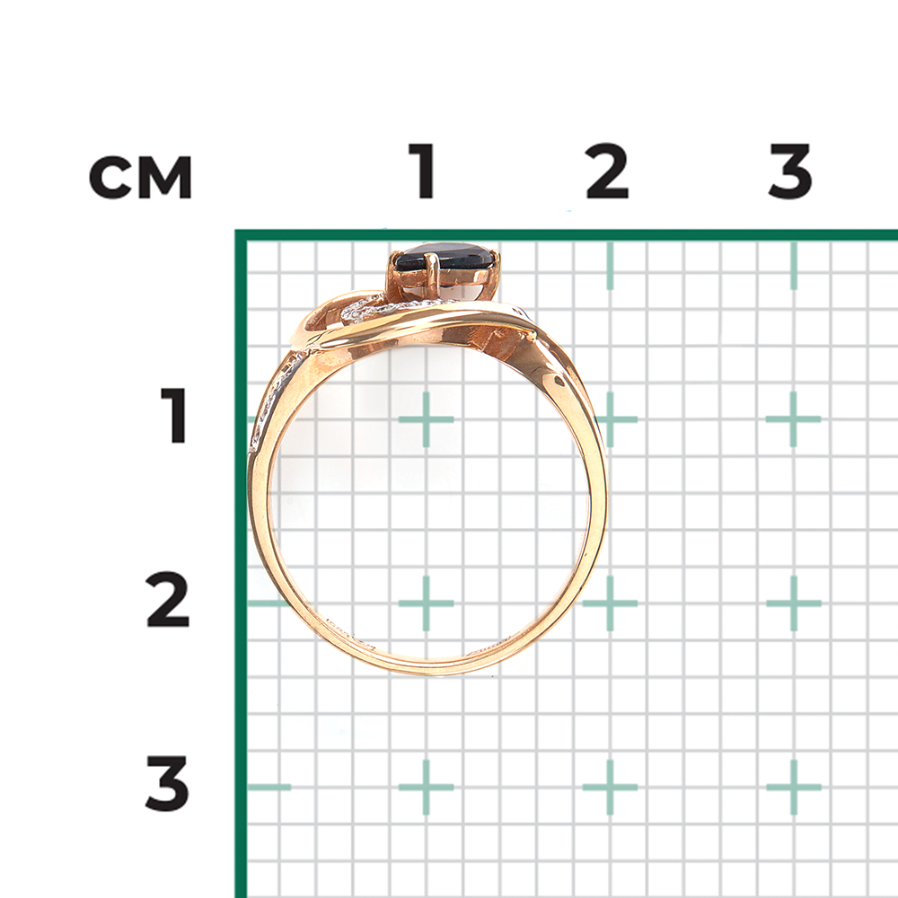 Кольцо из красного золота с сапфиром и бриллиантами 01-0214-00-105-1110-30
