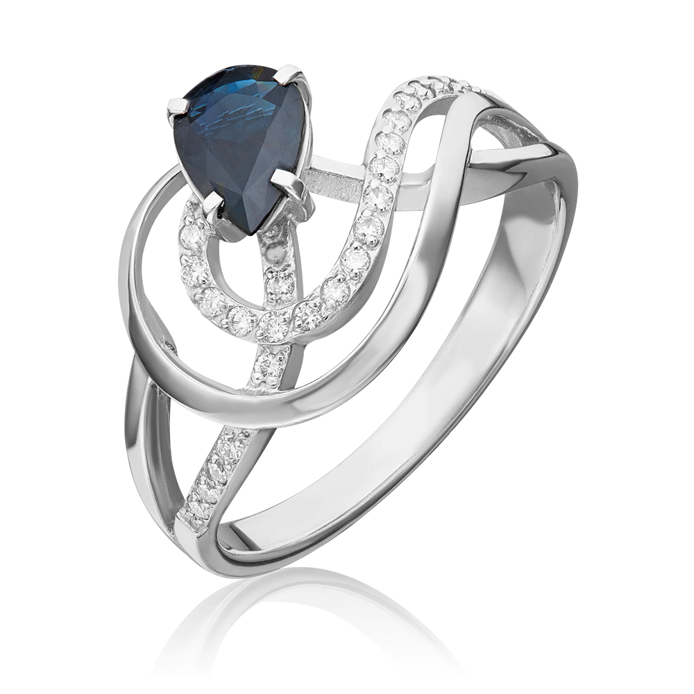 Кольцо из белого золота с сапфиром и бриллиантами 01-0215-00-105-1120-30