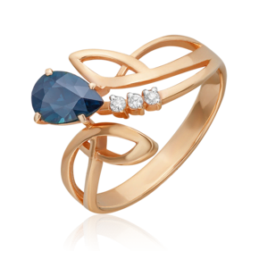 Кольцо из красного золота с сапфиром и бриллиантами 01-0216-00-105-1110-30