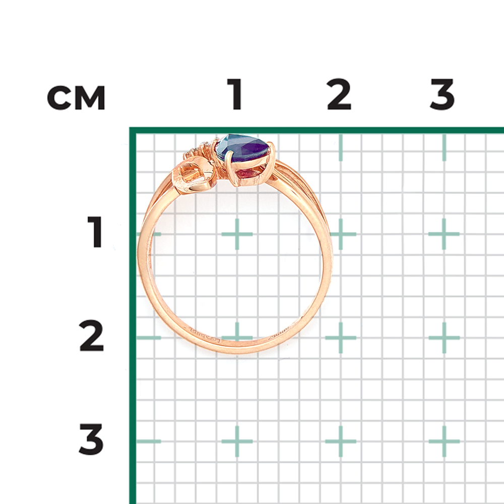 Кольцо из красного золота с сапфиром и бриллиантами 01-0216-00-105-1110-30