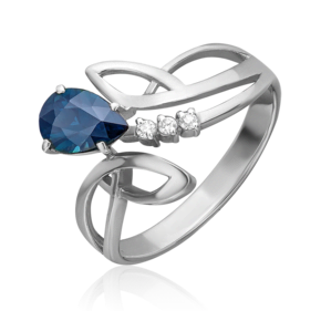 Кольцо из белого золота с сапфиром и бриллиантами 01-0217-00-105-1120-30