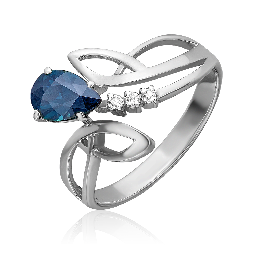 Кольцо из белого золота с сапфиром и бриллиантами 01-0217-00-105-1120-30