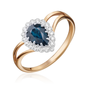 Кольцо из красного золота с сапфиром и бриллиантами 01-0218-00-105-1110-30