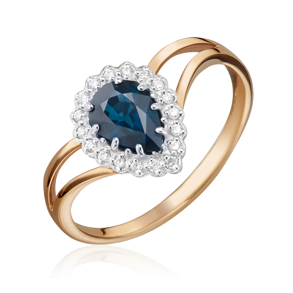 Кольцо из красного золота с сапфиром и бриллиантами 01-0218-00-105-1110-30