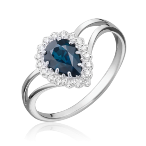 Кольцо из белого золота с сапфиром и бриллиантами 01-0219-00-105-1120-30
