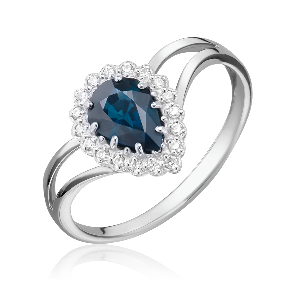 Кольцо из белого золота с сапфиром и бриллиантами 01-0219-00-105-1120-30