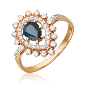 Кольцо из красного золота с сапфиром и бриллиантами 01-0220-00-105-1110-30