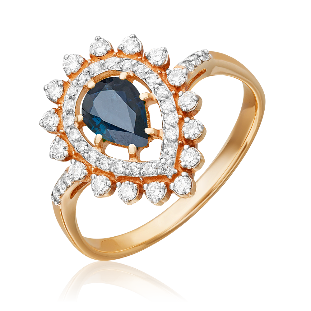 Кольцо из красного золота с сапфиром и бриллиантами 01-0220-00-105-1110-30