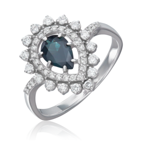 Кольцо из белого золота с сапфиром и бриллиантами 01-0221-00-105-1120-30