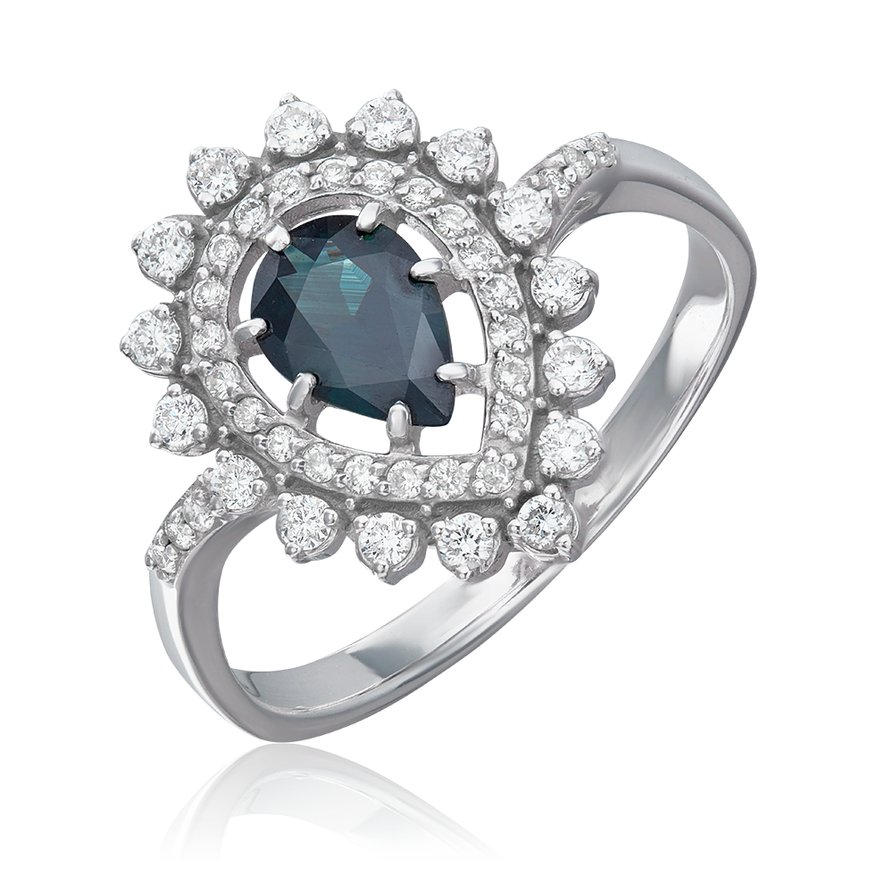 Кольцо из белого золота с сапфиром и бриллиантами 01-0221-00-105-1120-30