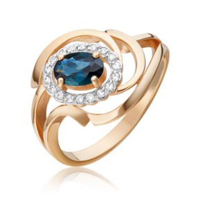 Кольцо из красного золота с сапфиром и бриллиантами 01-0222-00-105-1110-30