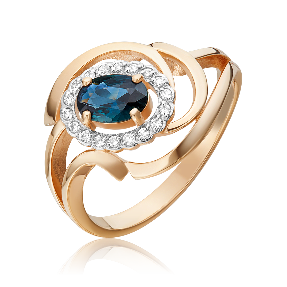 Кольцо из красного золота с сапфиром и бриллиантами 01-0222-00-105-1110-30