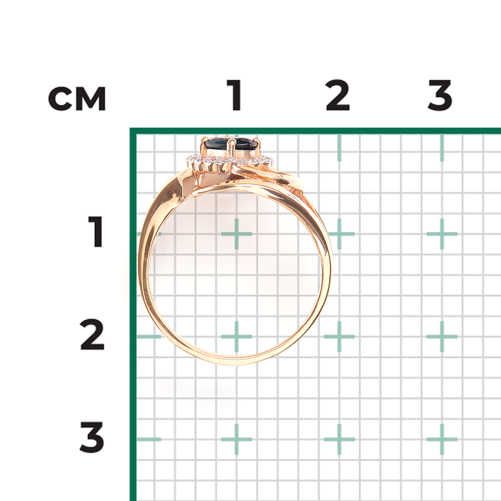 Кольцо из красного золота с сапфиром и бриллиантами 01-0222-00-105-1110-30