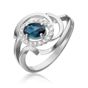 Кольцо из белого золота с сапфиром и бриллиантами 01-0223-00-105-1120-30