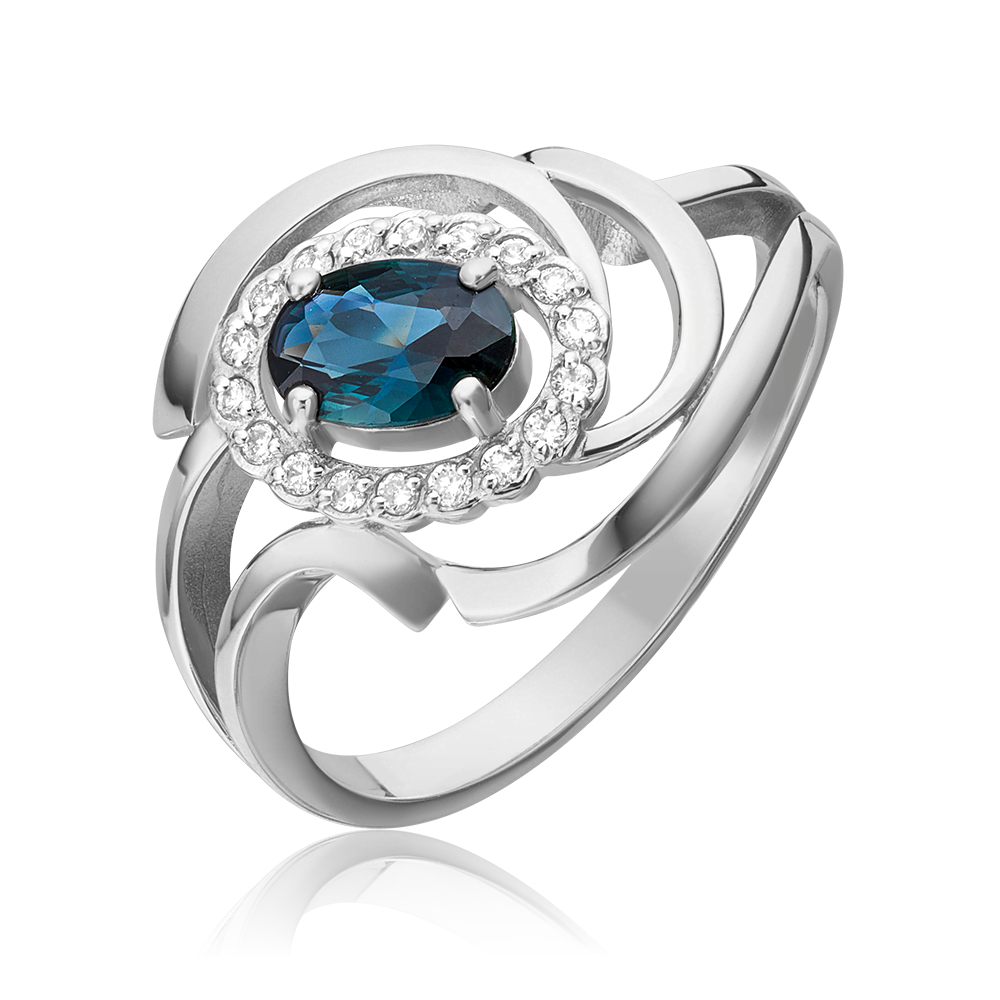 Кольцо из белого золота с сапфиром и бриллиантами 01-0223-00-105-1120-30