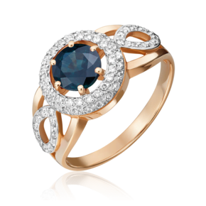 Кольцо из красного золота с сапфиром и бриллиантами 01-0224-00-105-1110-30