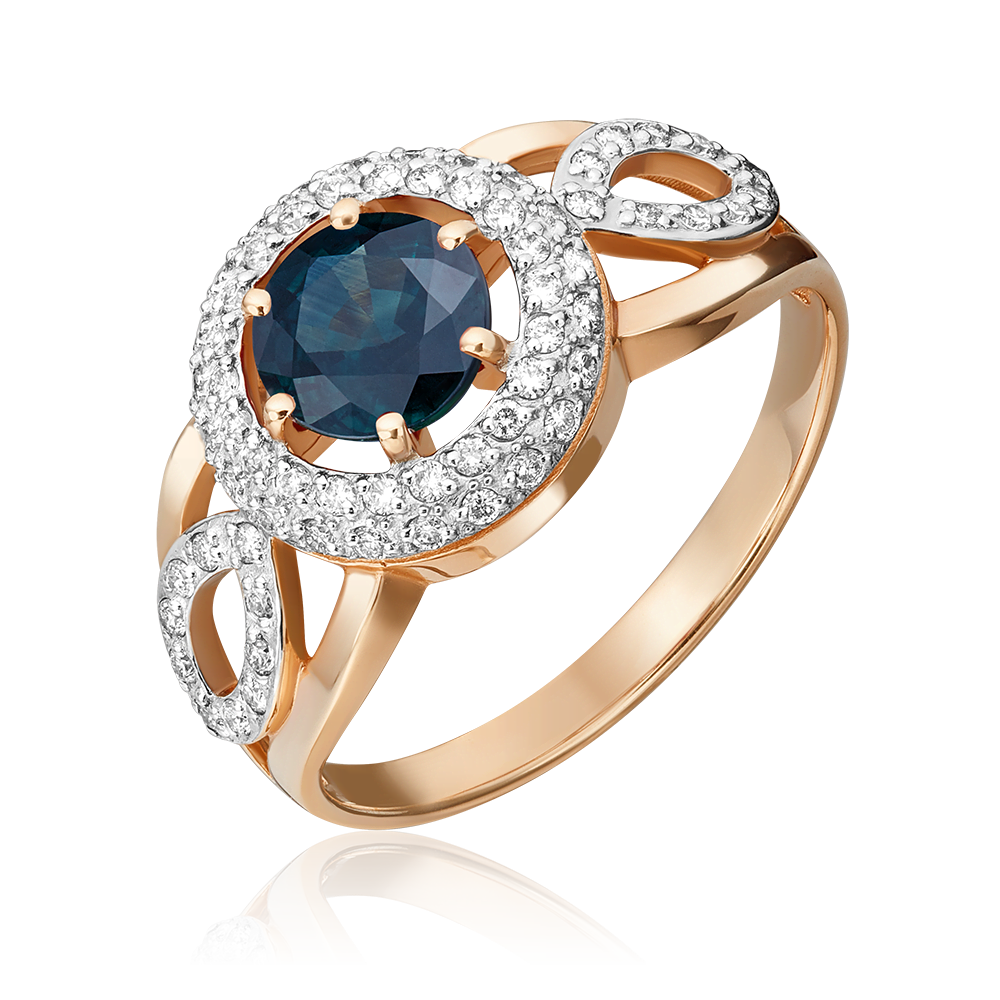 Кольцо из красного золота с сапфиром и бриллиантами 01-0224-00-105-1110-30