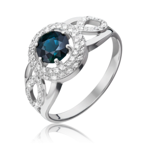 Кольцо из белого золота с сапфиром и бриллиантами 01-0225-00-105-1120-30