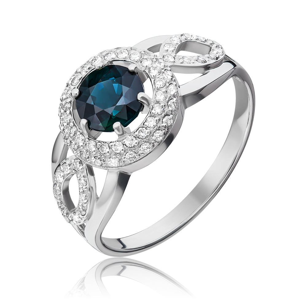 Кольцо из белого золота с сапфиром и бриллиантами 01-0225-00-105-1120-30