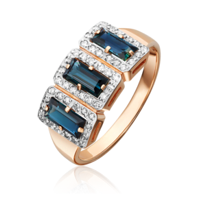 Кольцо из красного золота с сапфирами и бриллиантами 01-0226-00-105-1110-30