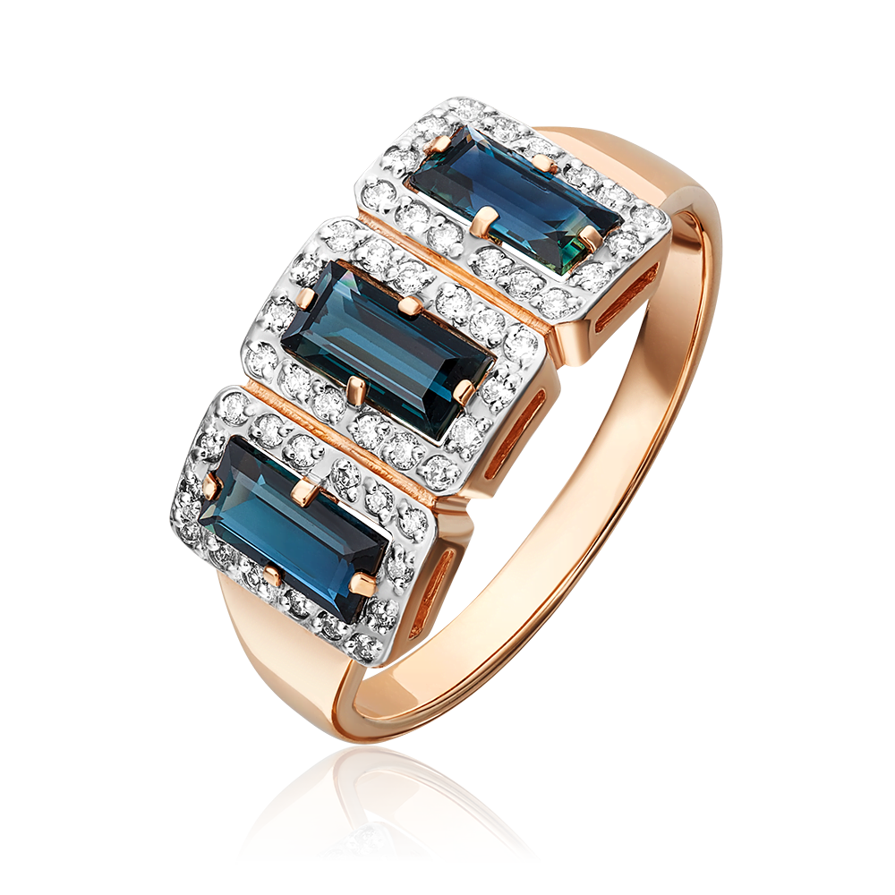 Кольцо из красного золота с сапфирами и бриллиантами 01-0226-00-105-1110-30