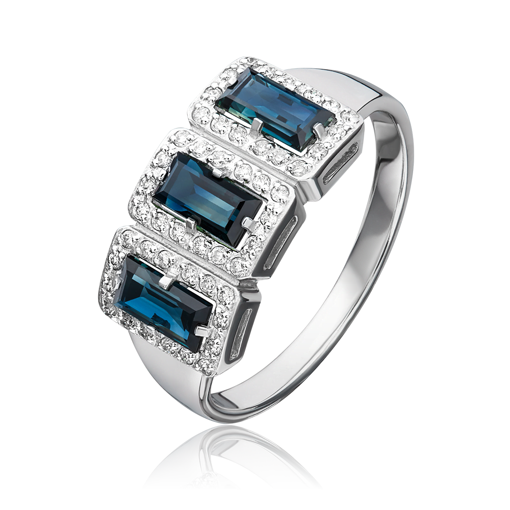 Кольцо из белого золота с сапфирами и бриллиантами 01-0227-00-105-1120-30