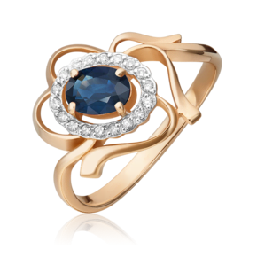 Кольцо из красного золота с сапфиром и бриллиантами 01-0228-00-105-1110-30