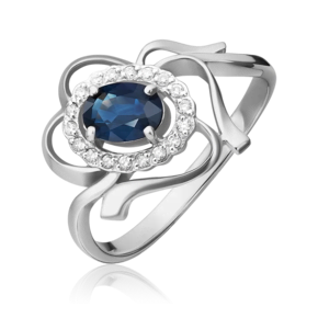 Кольцо из белого золота с сапфиром и бриллиантами 01-0229-00-105-1120-30