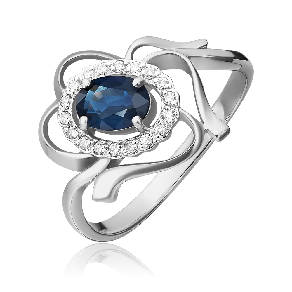 Кольцо из белого золота с сапфиром и бриллиантами 01-0229-00-105-1120-30