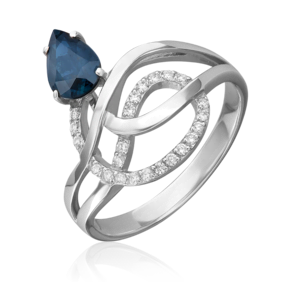 Кольцо из белого золота с сапфиром и бриллиантами 01-0231-00-105-1120-30