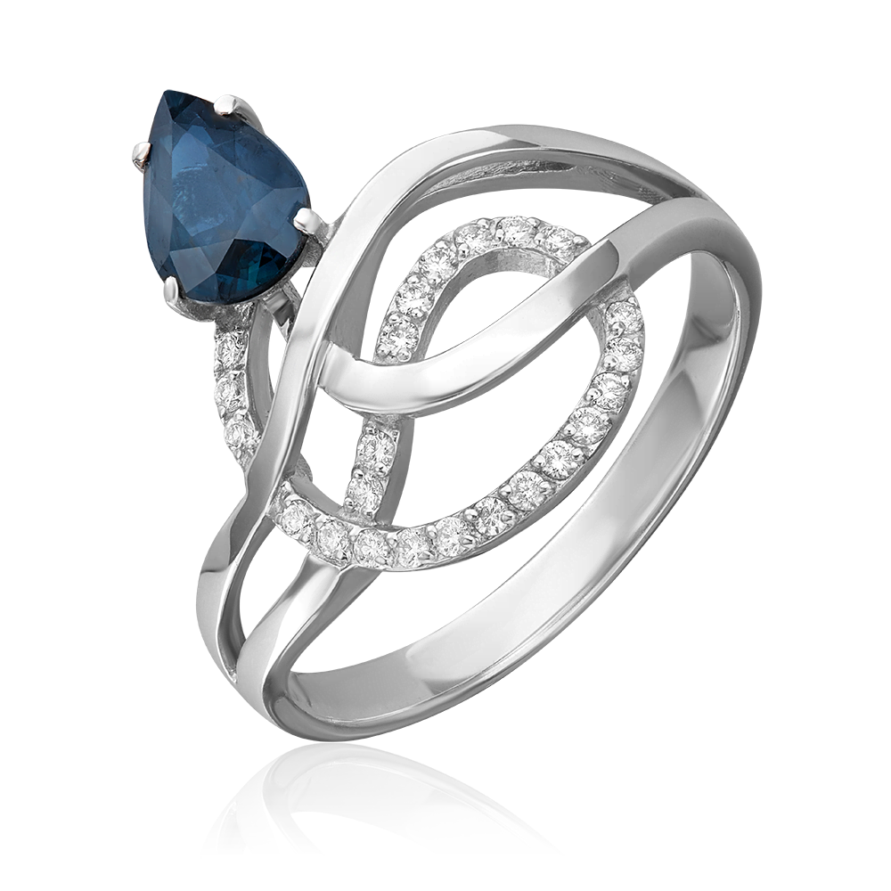 Кольцо из белого золота с сапфиром и бриллиантами 01-0231-00-105-1120-30