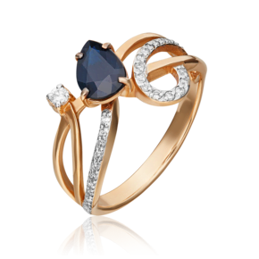 Кольцо из красного золота с сапфиром и бриллиантами 01-0232-00-105-1110-30