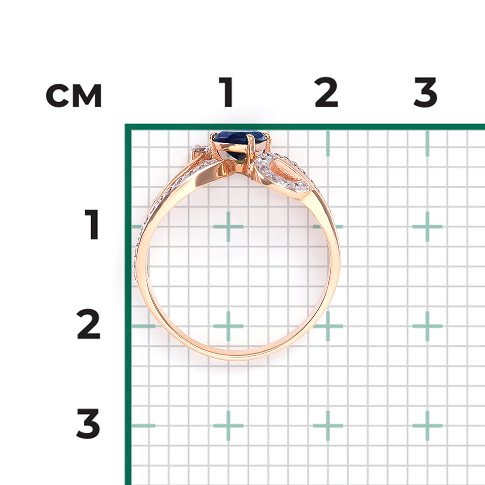 Кольцо из красного золота с сапфиром и бриллиантами 01-0232-00-105-1110-30