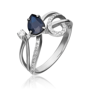 Кольцо из белого золота с сапфиром и бриллиантами 01-0233-00-105-1120-30