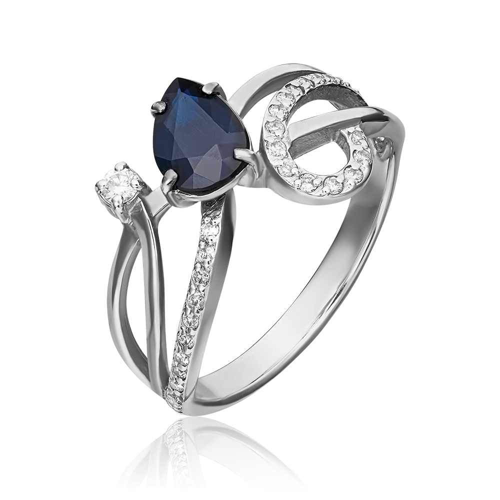 Кольцо из белого золота с сапфиром и бриллиантами 01-0233-00-105-1120-30