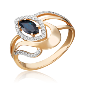 Кольцо из красного золота с сапфиром и бриллиантами 01-0245-00-105-1110-30