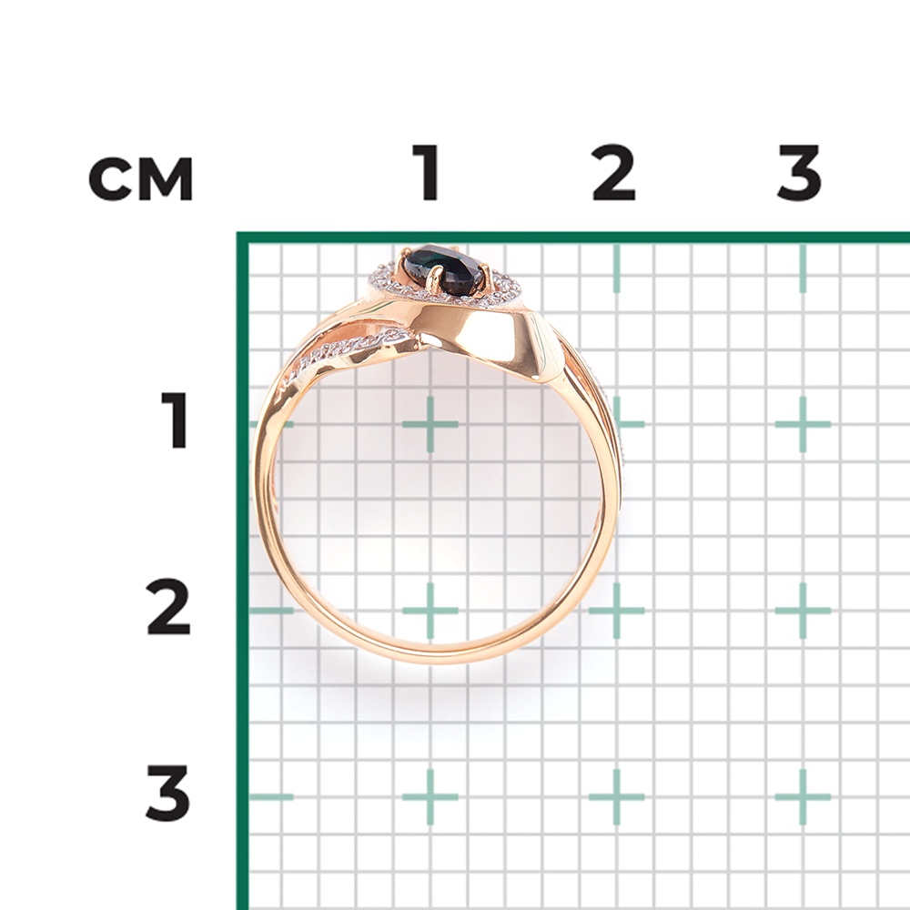 Кольцо из красного золота с сапфиром и бриллиантами 01-0245-00-105-1110-30