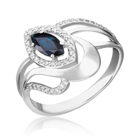 Кольцо из белого золота с сапфиром и бриллиантами 01-0246-00-105-1120-30