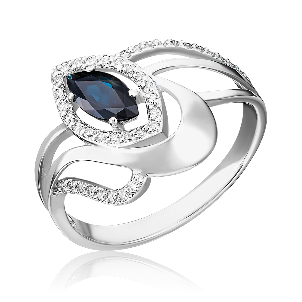 Кольцо из белого золота с сапфиром и бриллиантами 01-0246-00-105-1120-30