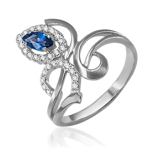 Кольцо из белого золота с сапфиром и бриллиантами 01-0248-00-105-1120-30