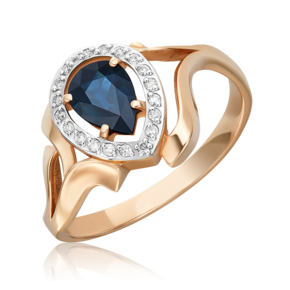 Кольцо из красного золота с сапфиром и бриллиантами 01-0249-00-105-1110-30