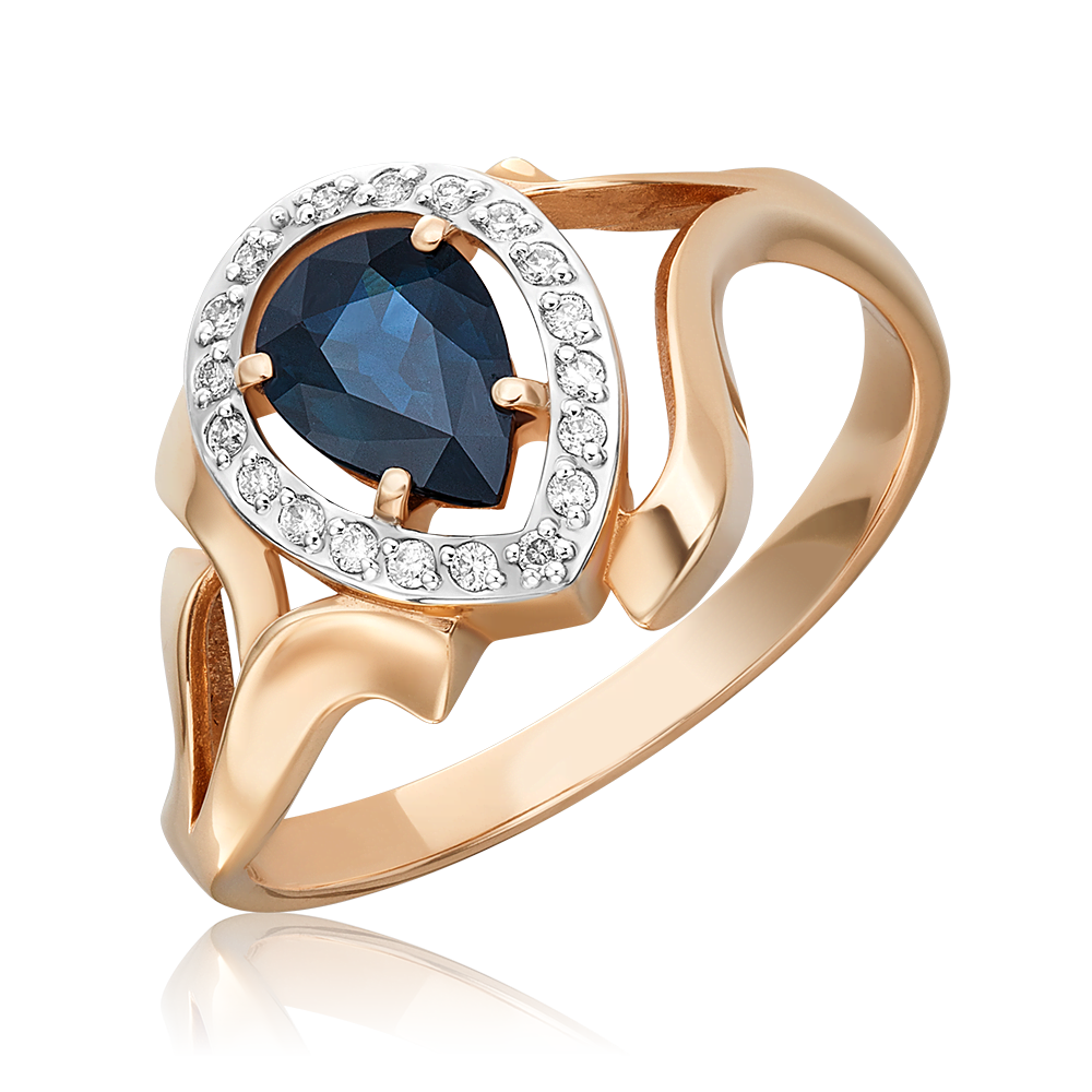 Кольцо из красного золота с сапфиром и бриллиантами 01-0249-00-105-1110-30