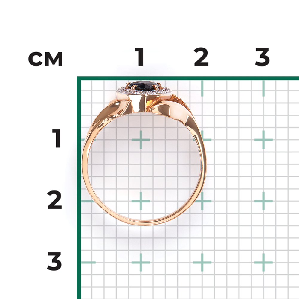 Кольцо из красного золота с сапфиром и бриллиантами 01-0249-00-105-1110-30